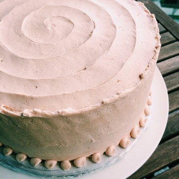 Vanilla Bean Cake with Pomegranate Buttercream Frosting