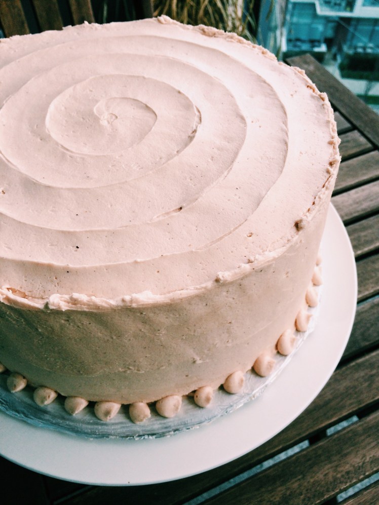 Vanilla Bean Cake with Pomegranate Buttercream Frosting