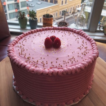 Chocolate Cake with Raspberry Buttercream Frosting