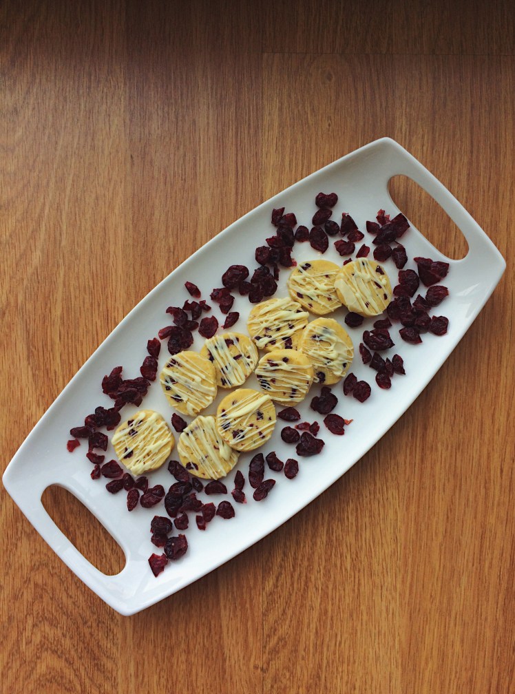 Cranberry Orange Shortbread with White Chocolate Drizzle