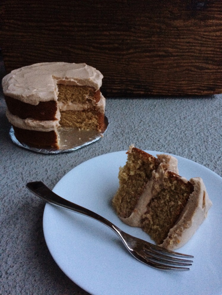 tahini cake sliced and served