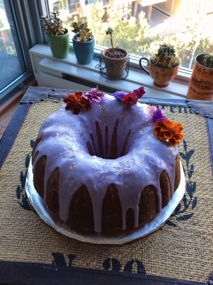 lemon budt cake with lavender icing